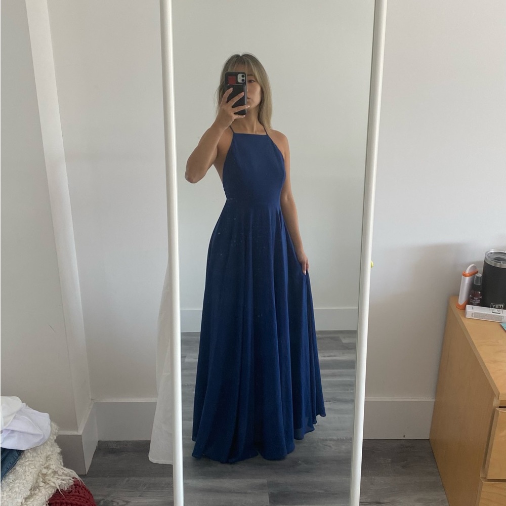 Lulus Mythical Kind of Love Navy Blue Maxi Formal Dress